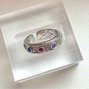 Elegant Silver Multi-Color Gemstone Ring